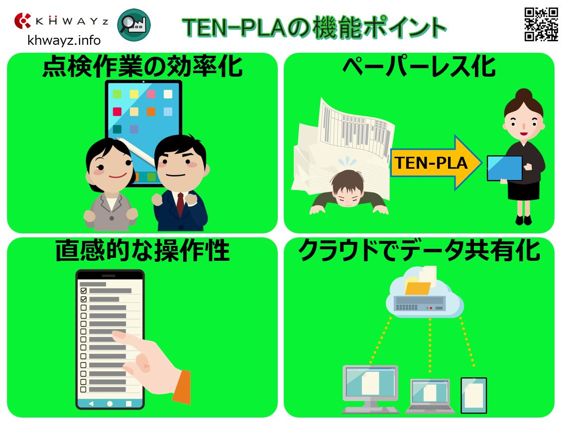 施設点検アプリ「TEN-PLA(テン-プラ)」の機能ポイント